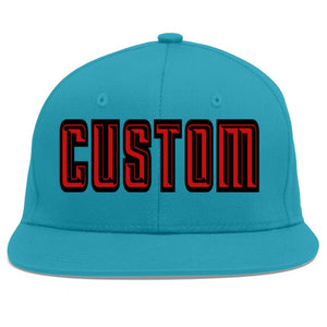 Casquette de baseball sport personnalisée Aqua rouge-noir Flat Eaves