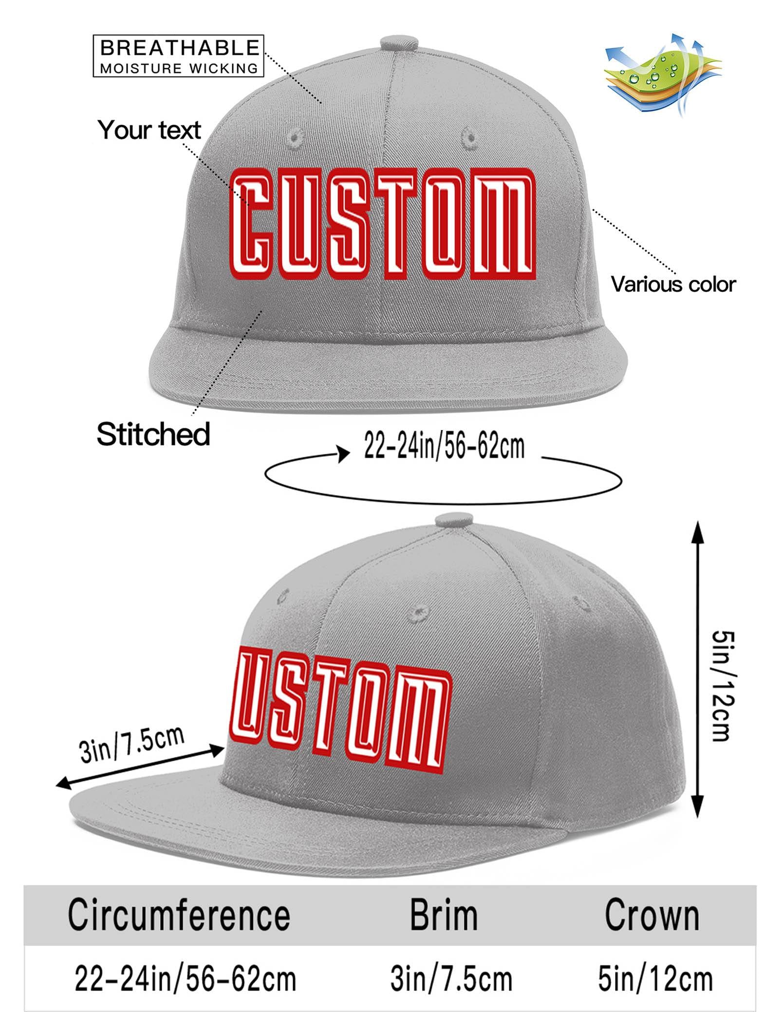 Custom Gray White-Red Flat Eaves Sport Baseball Cap