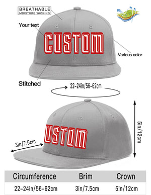 Custom Gray White-Red Flat Eaves Sport Baseball Cap