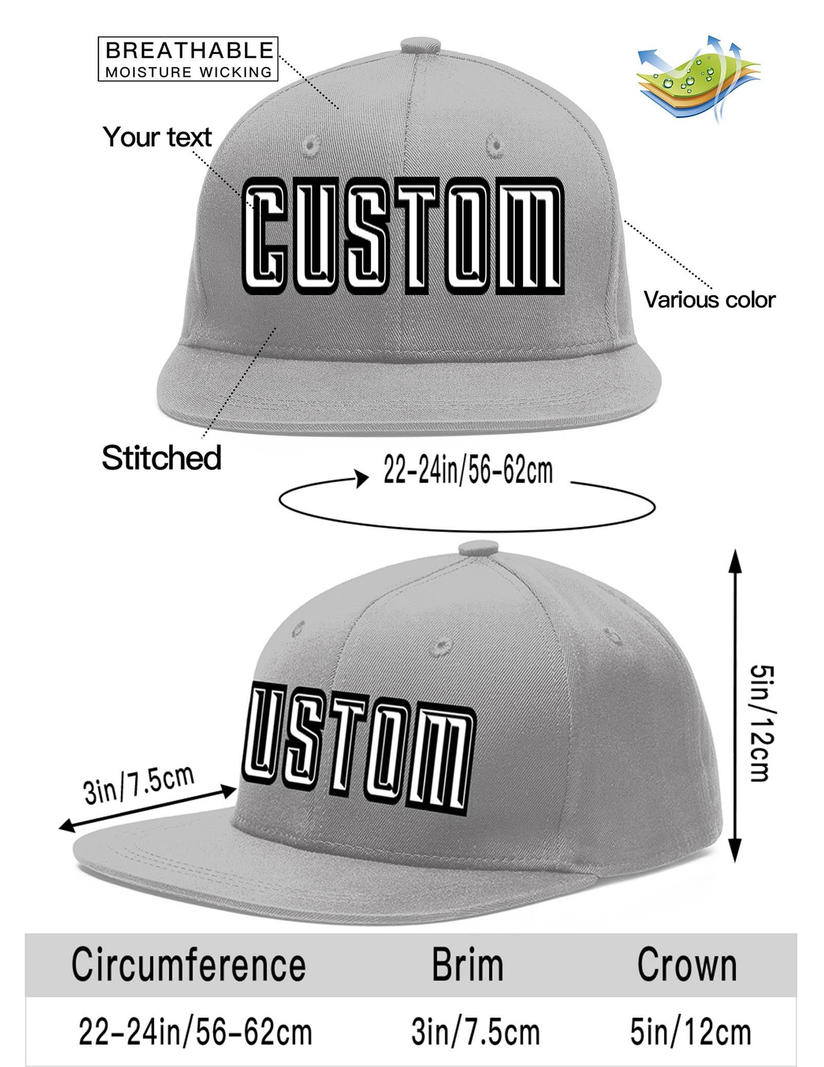 Custom Gray White-Black Flat Eaves Sport Baseball Cap