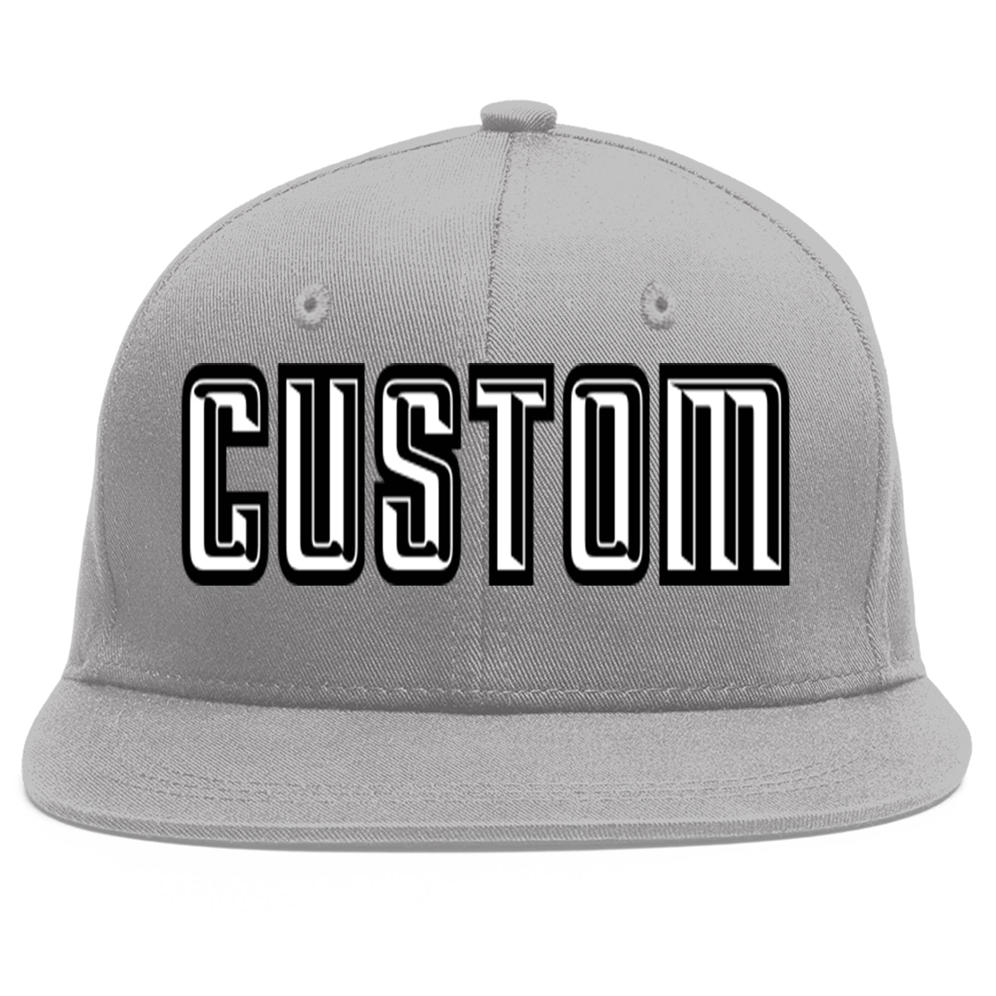 Casquette de baseball sport personnalisée gris blanc-noir Flat Eaves