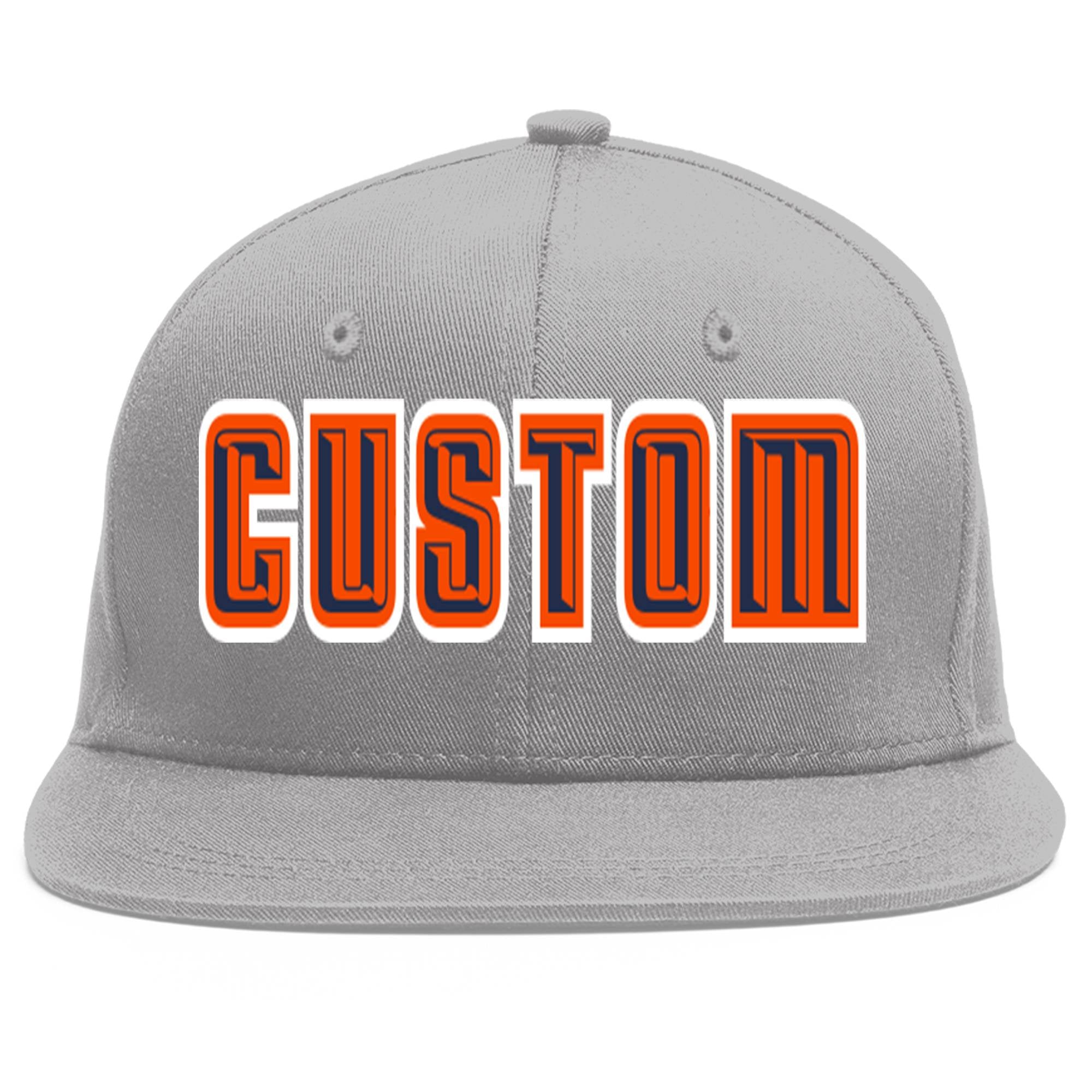 Casquette de baseball sport personnalisée gris marine-orange Flat Eaves