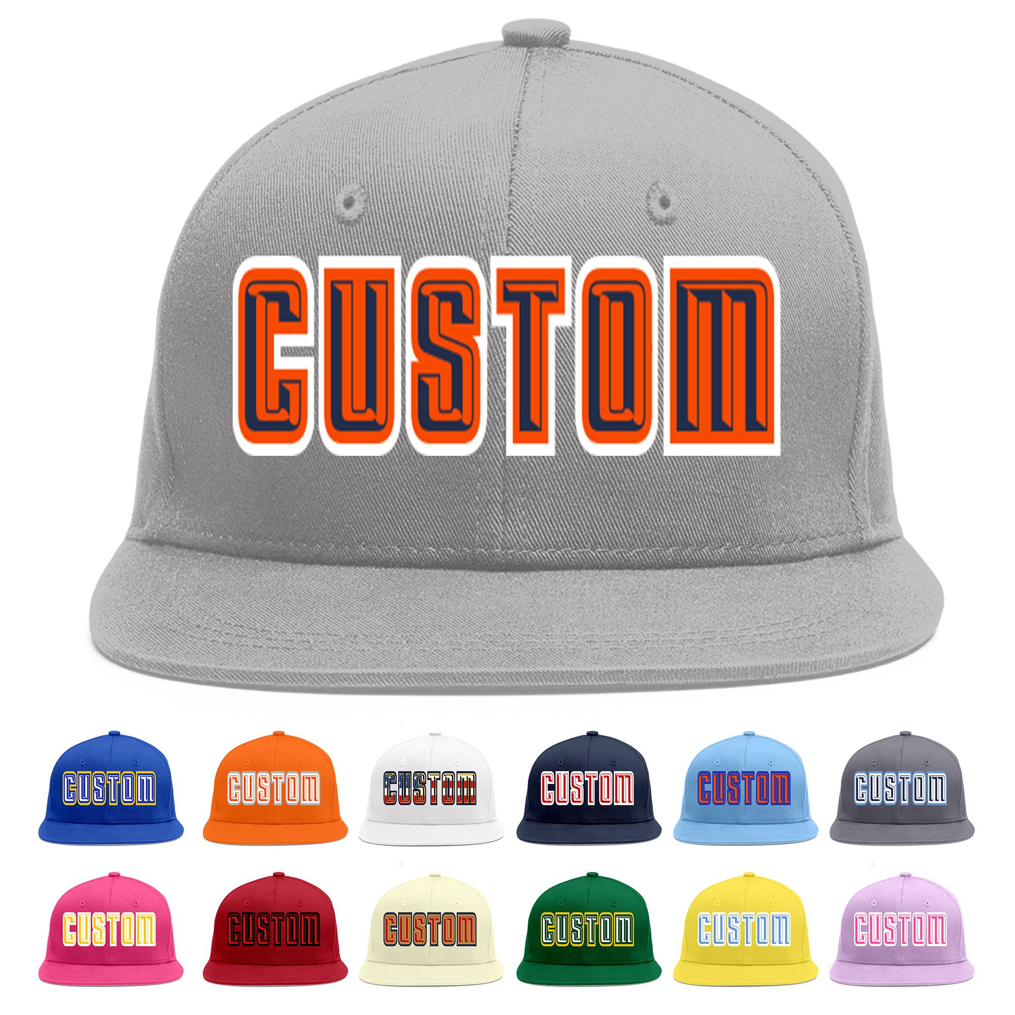 Casquette de baseball sport personnalisée gris marine-orange Flat Eaves