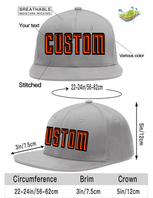 Custom Gray Orange-Black Flat Eaves Sport Baseball Cap