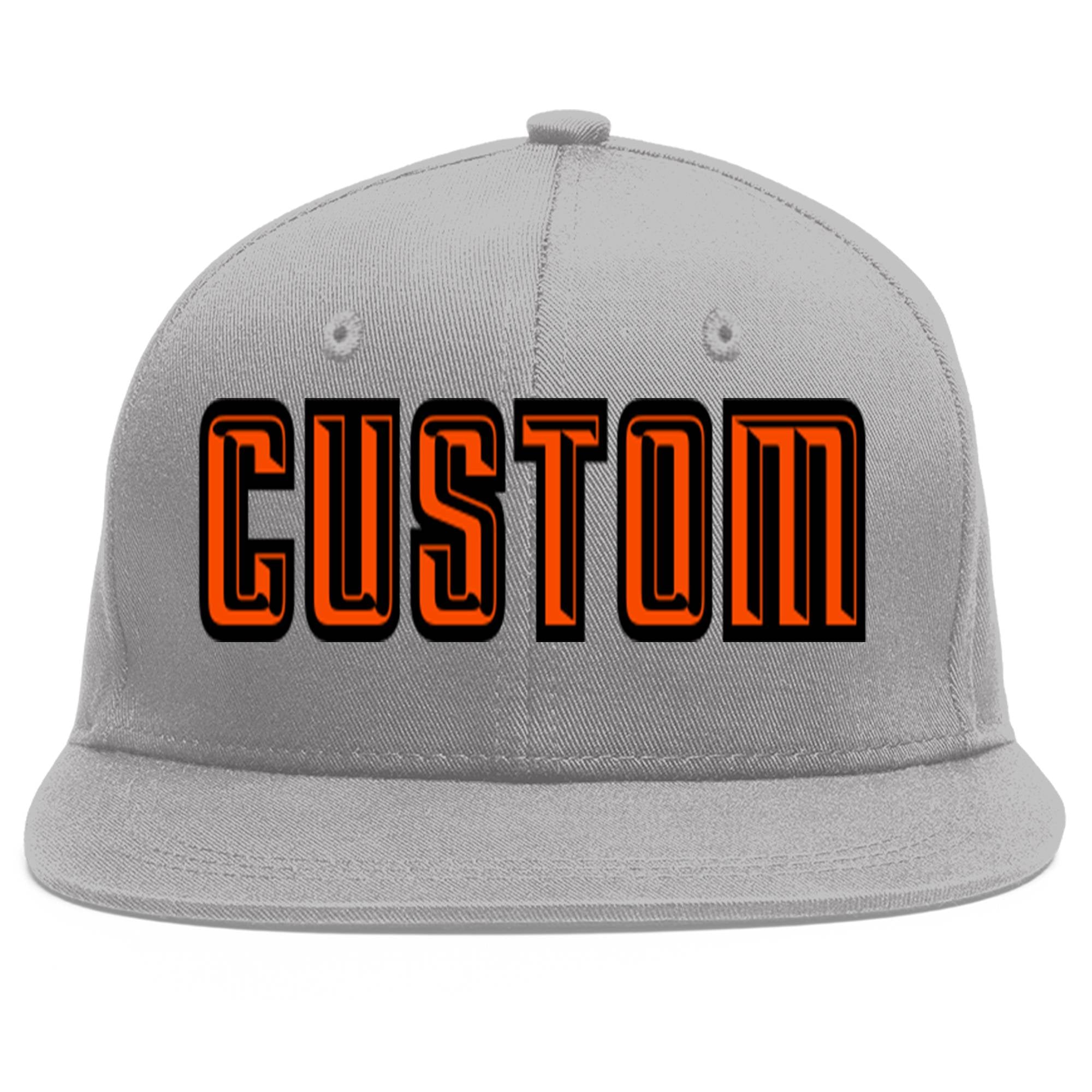 Casquette de baseball sport personnalisée gris orange-noir Flat Eaves