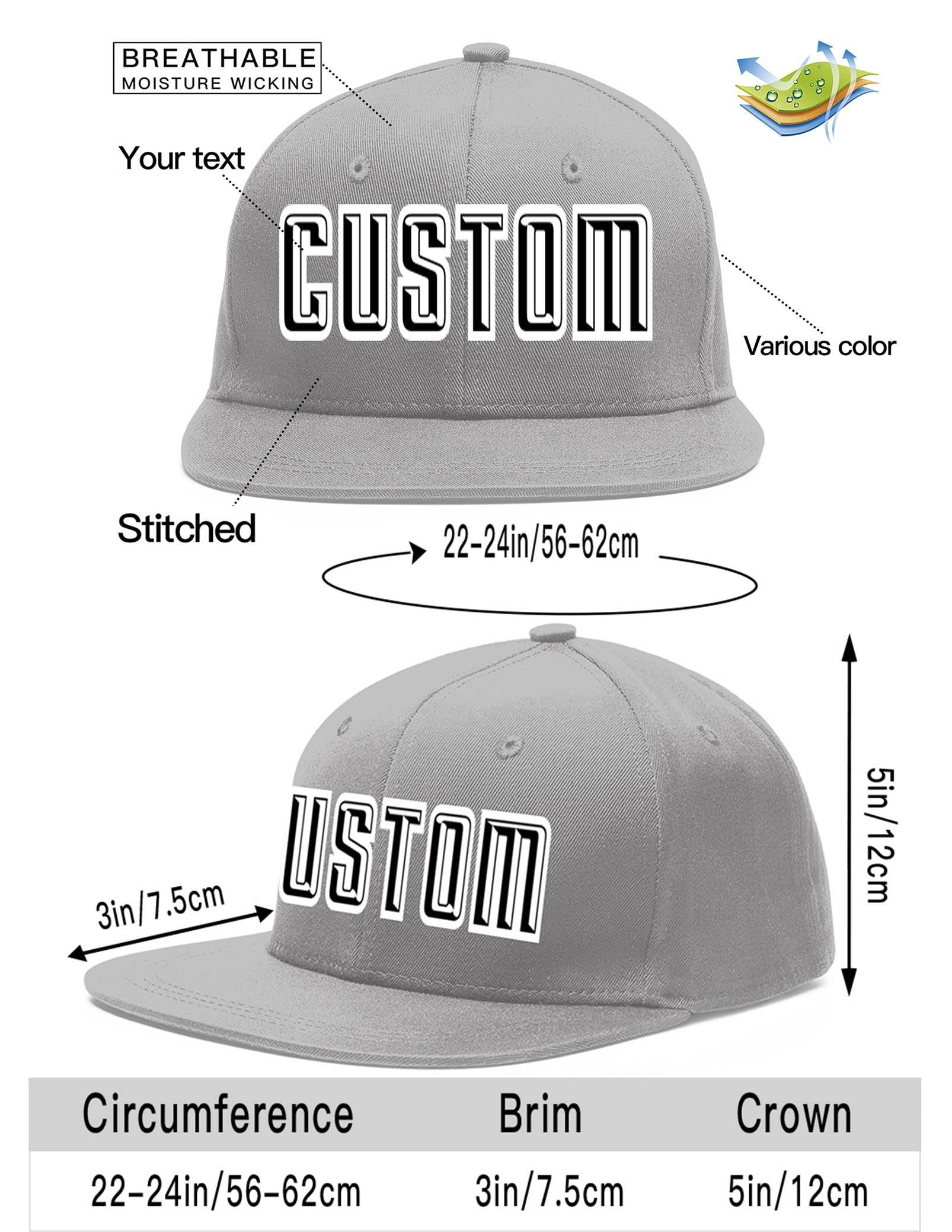 Custom Gray Black-White Flat Eaves Sport Baseball Cap