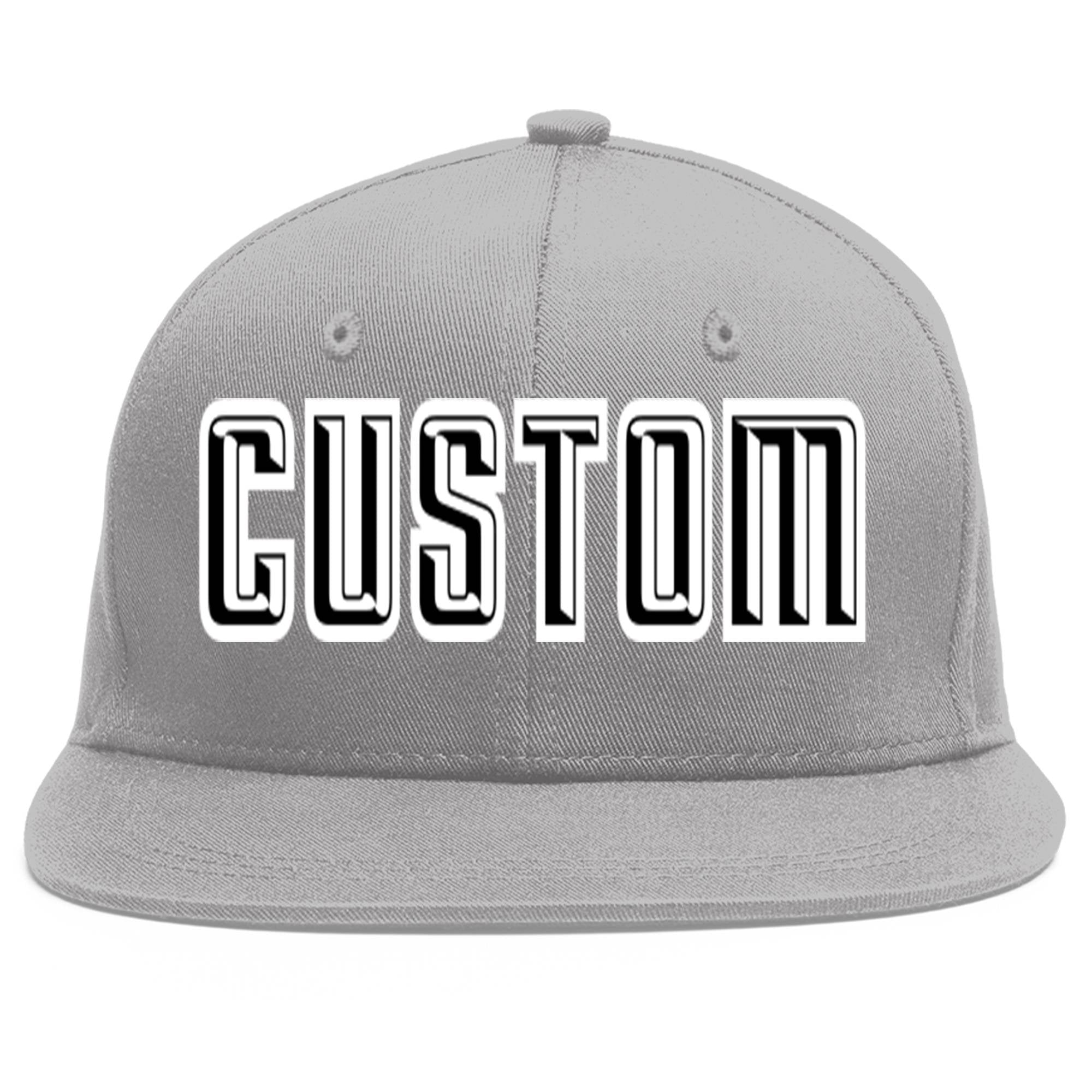 Casquette de baseball sport personnalisée gris noir-blanc Flat Eaves