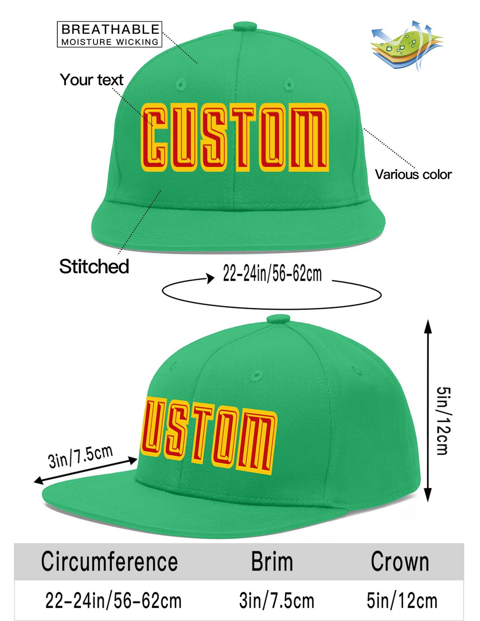 Custom Teal Red-Yellow Flat Eaves Sport Baseball Cap