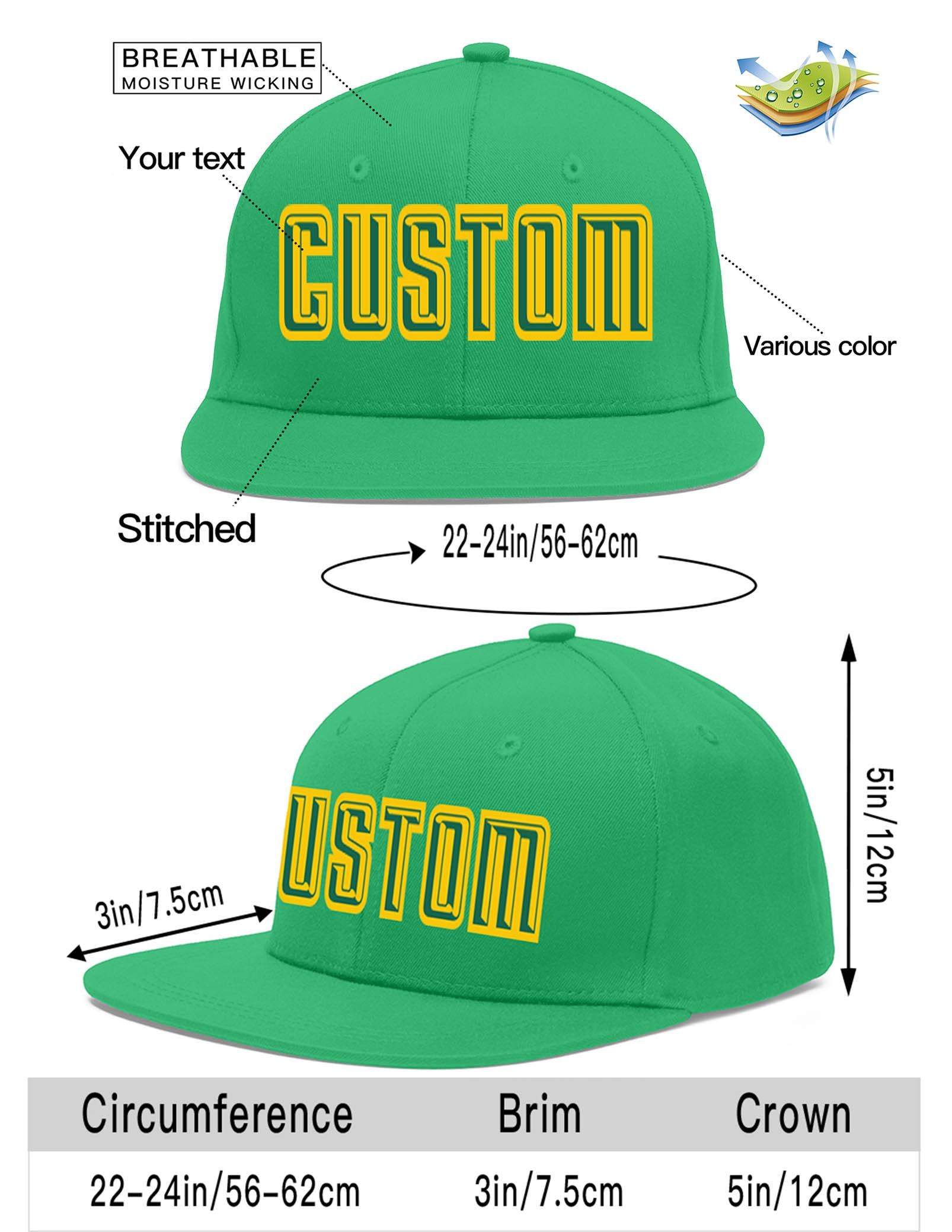 Casquette de baseball personnalisée Kelly Green-Gold Flat Eaves Sport