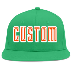 Custom Teal Orange-White Flat Eaves Sport Baseball Cap