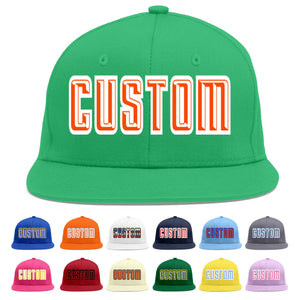 Custom Teal Orange-White Flat Eaves Sport Baseball Cap