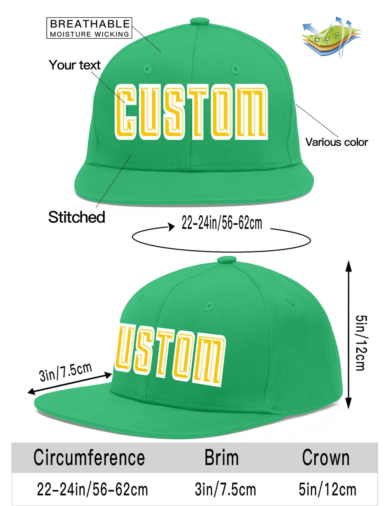 Custom Teal Gold-White Flat Eaves Sport Baseball Cap