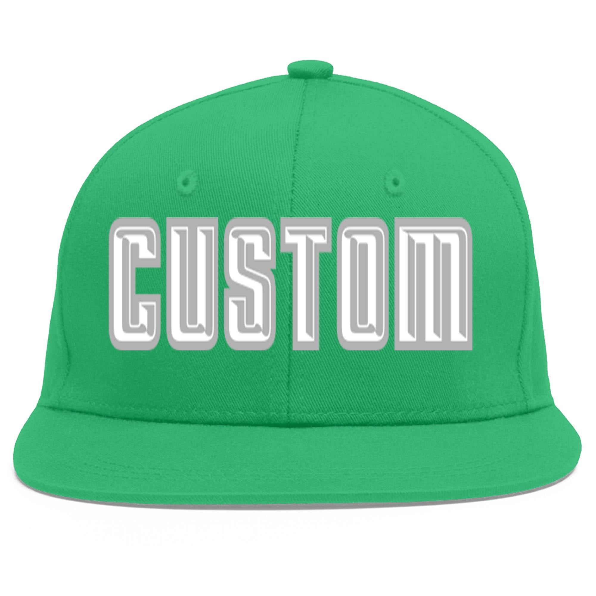 Custom Teal White-Gray Flat Eaves Sport Baseball Cap