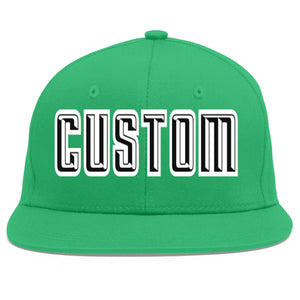 Custom Teal Black-White Flat Eaves Sport Baseball Cap