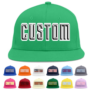 Custom Teal Black-White Flat Eaves Sport Baseball Cap