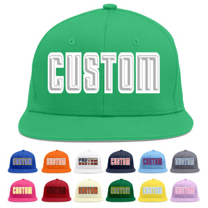 Custom Teal Gray-White Flat Eaves Sport Baseball Cap