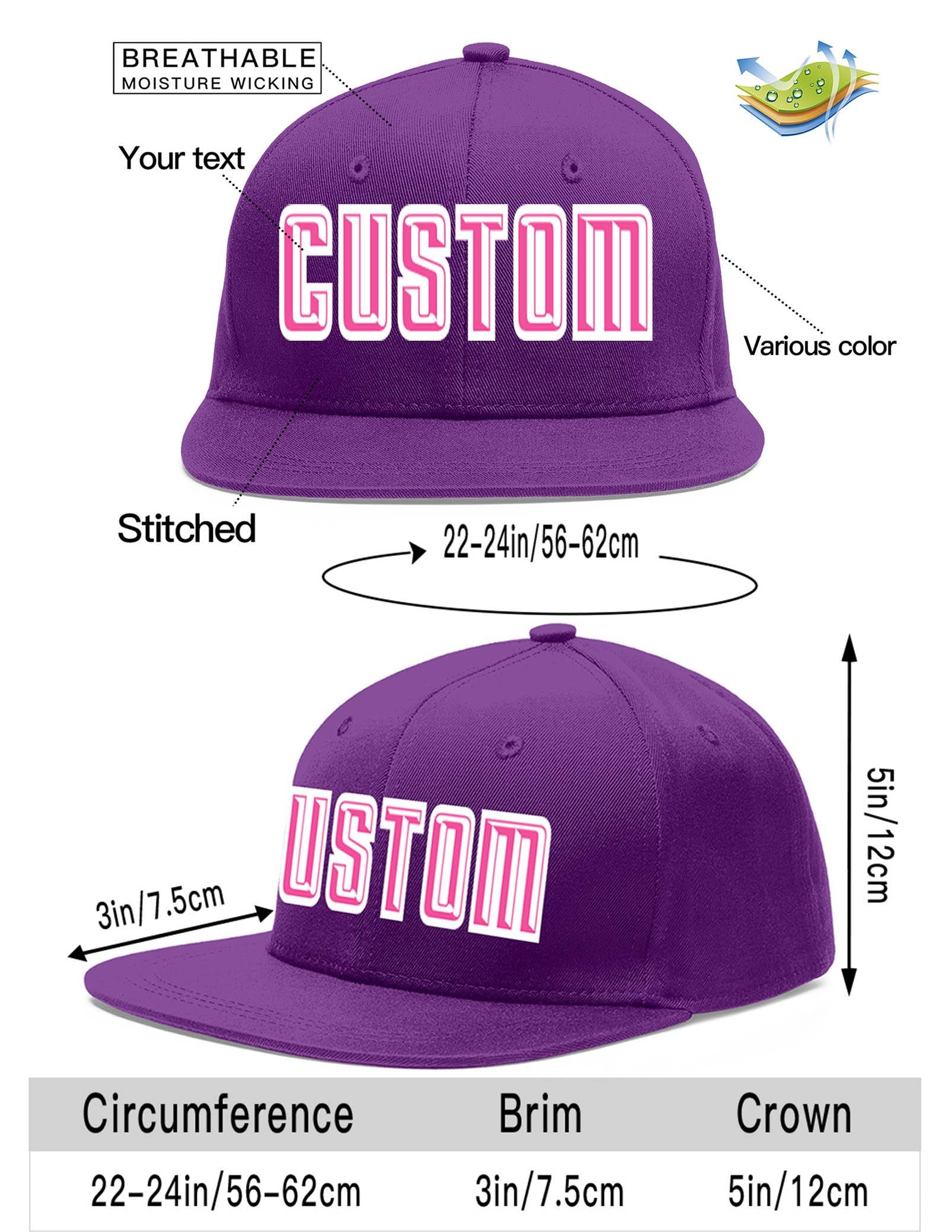 Casquette de baseball sport personnalisée violet rose-blanc avec avant-toit plat