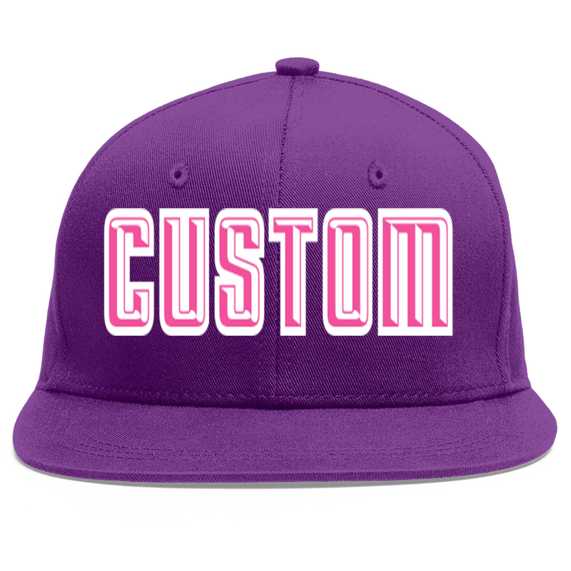 Casquette de baseball sport personnalisée violet rose-blanc avec avant-toit plat