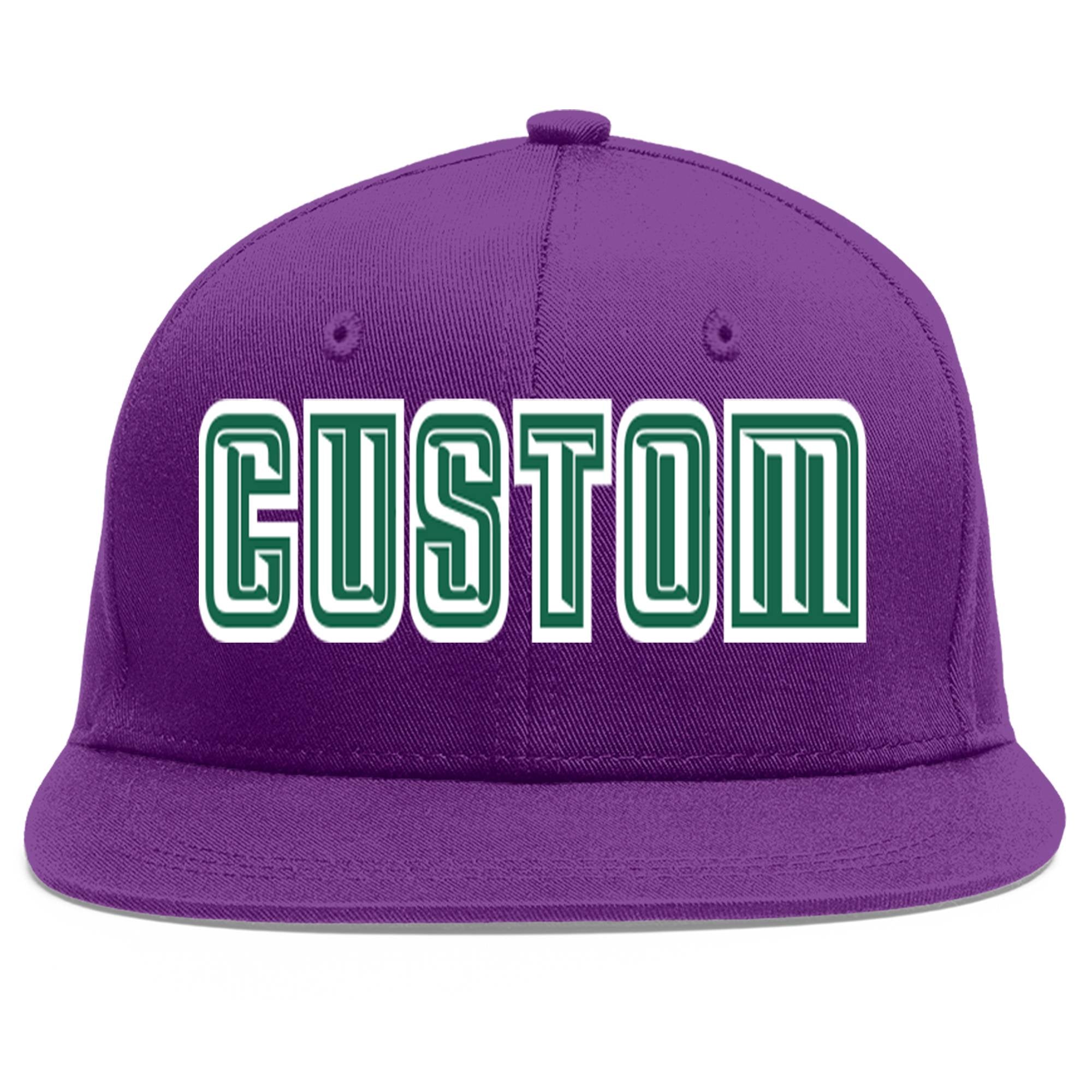 Casquette de baseball personnalisée violet blanc-vert Kelly Flat Eaves