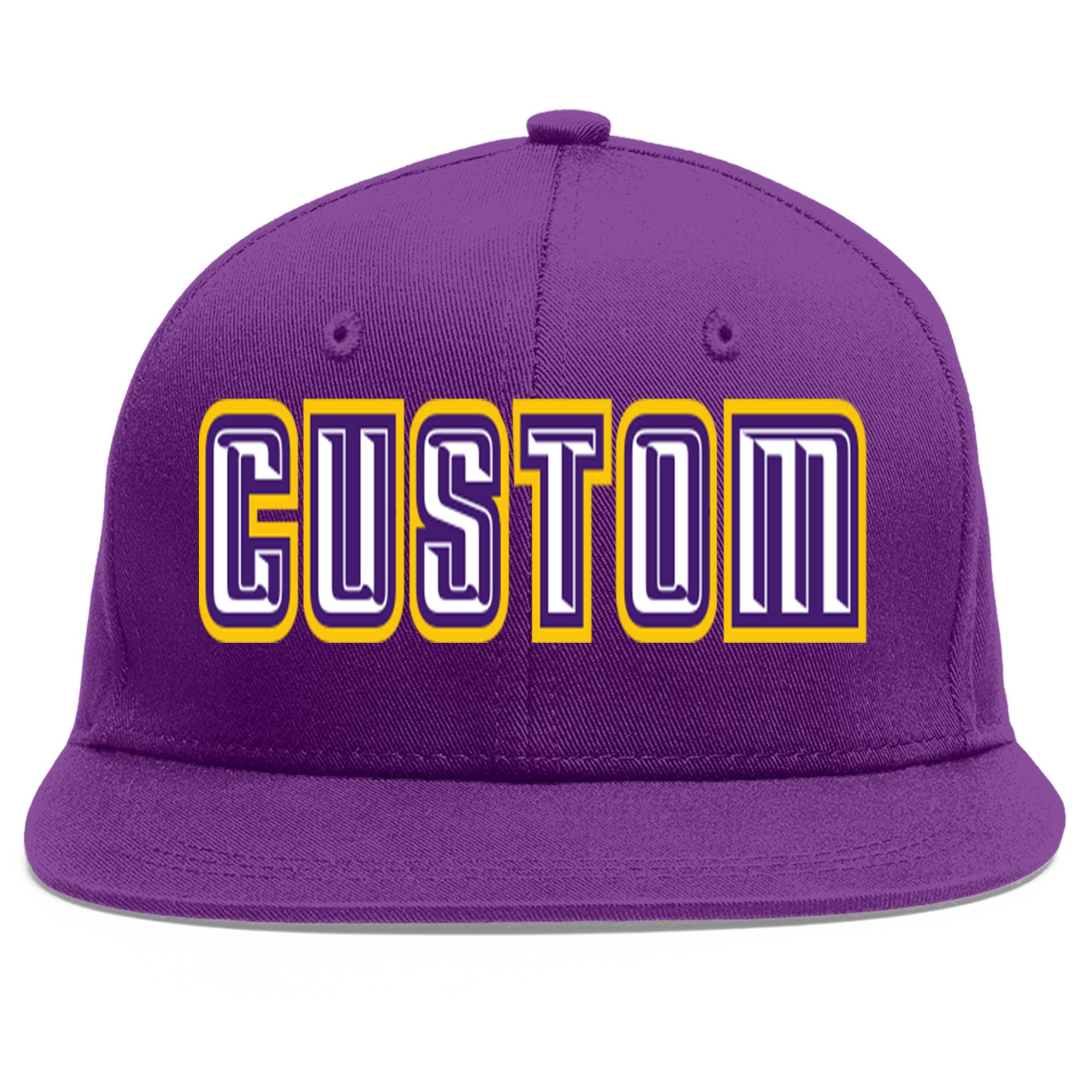 Casquette de baseball sport personnalisée violet blanc-violet plat Eaves