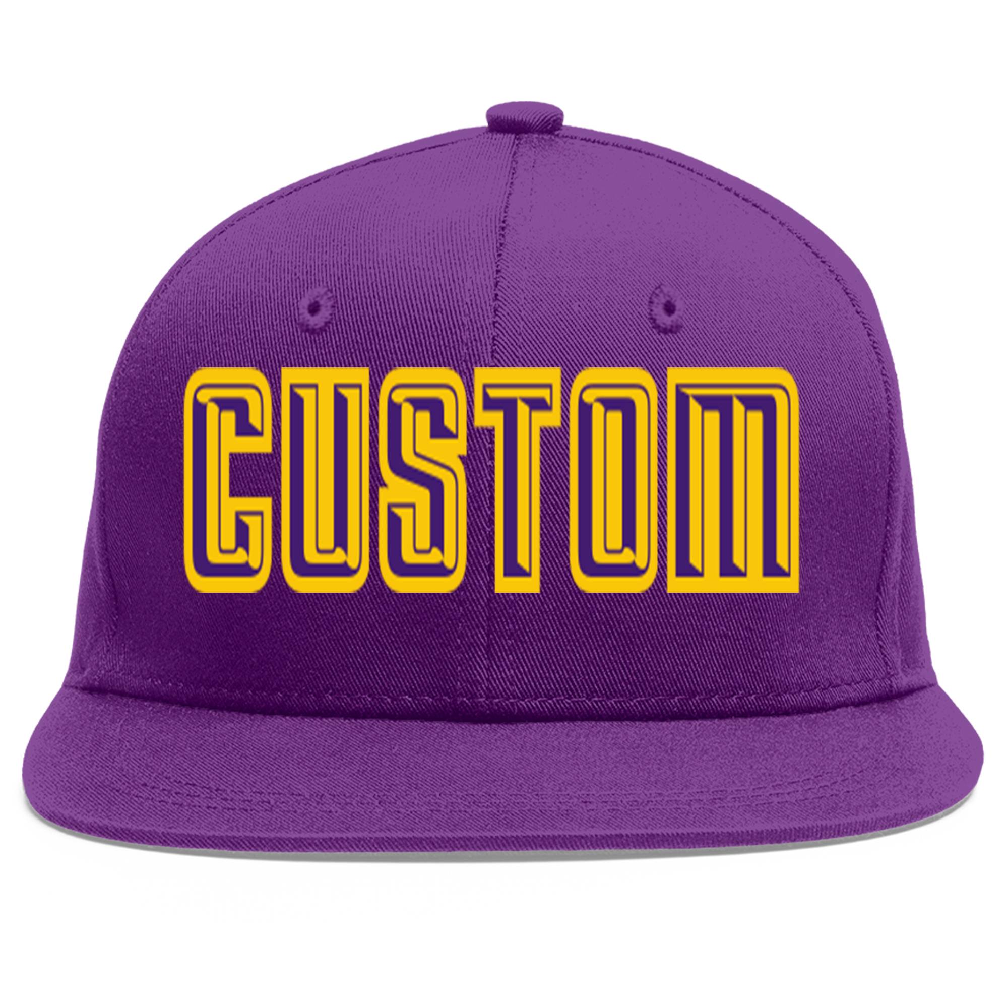 Casquette de baseball personnalisée violet violet-or Flat Eaves Sport