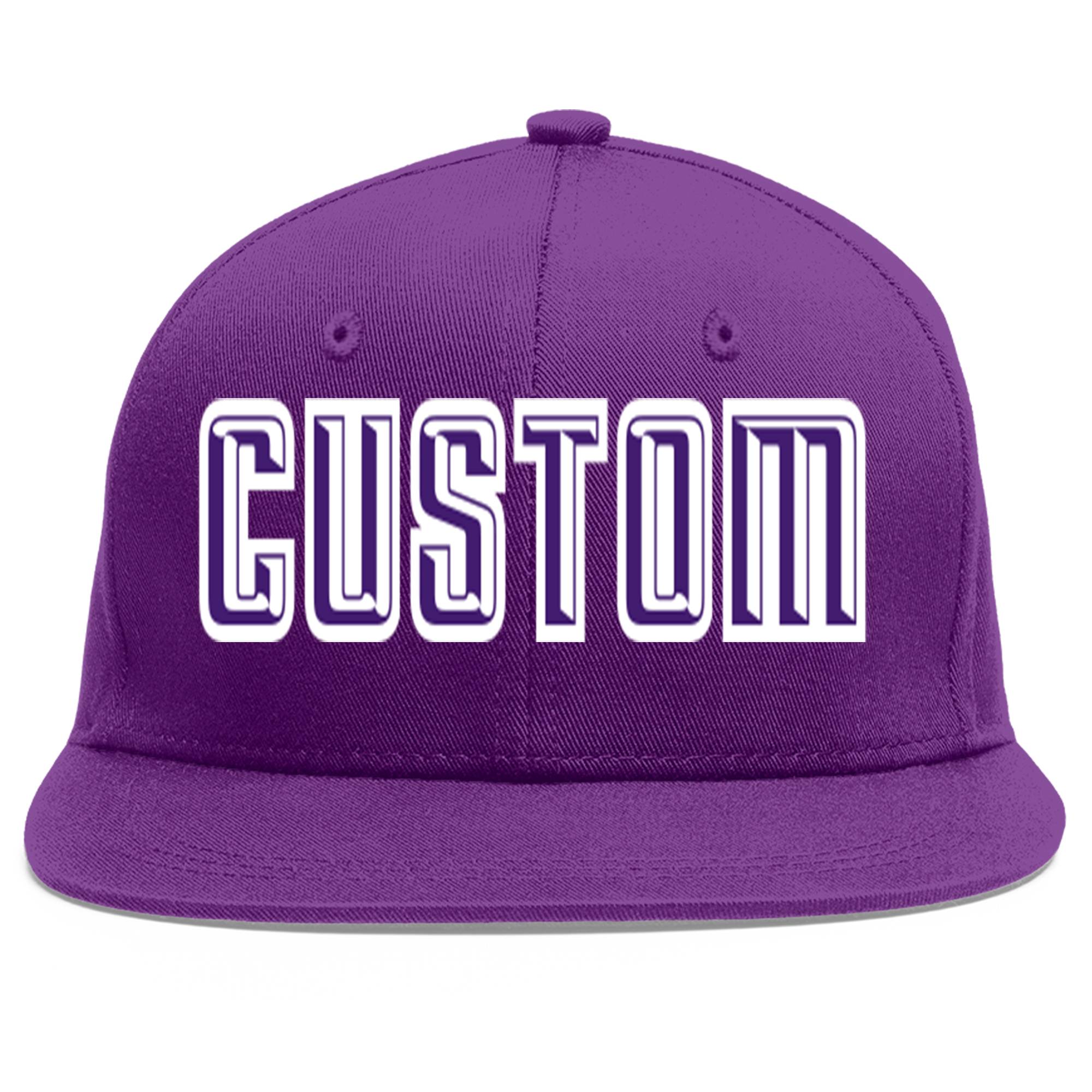 Casquette de baseball personnalisée, violet, violet, blanc, plat, avant-toit, sport