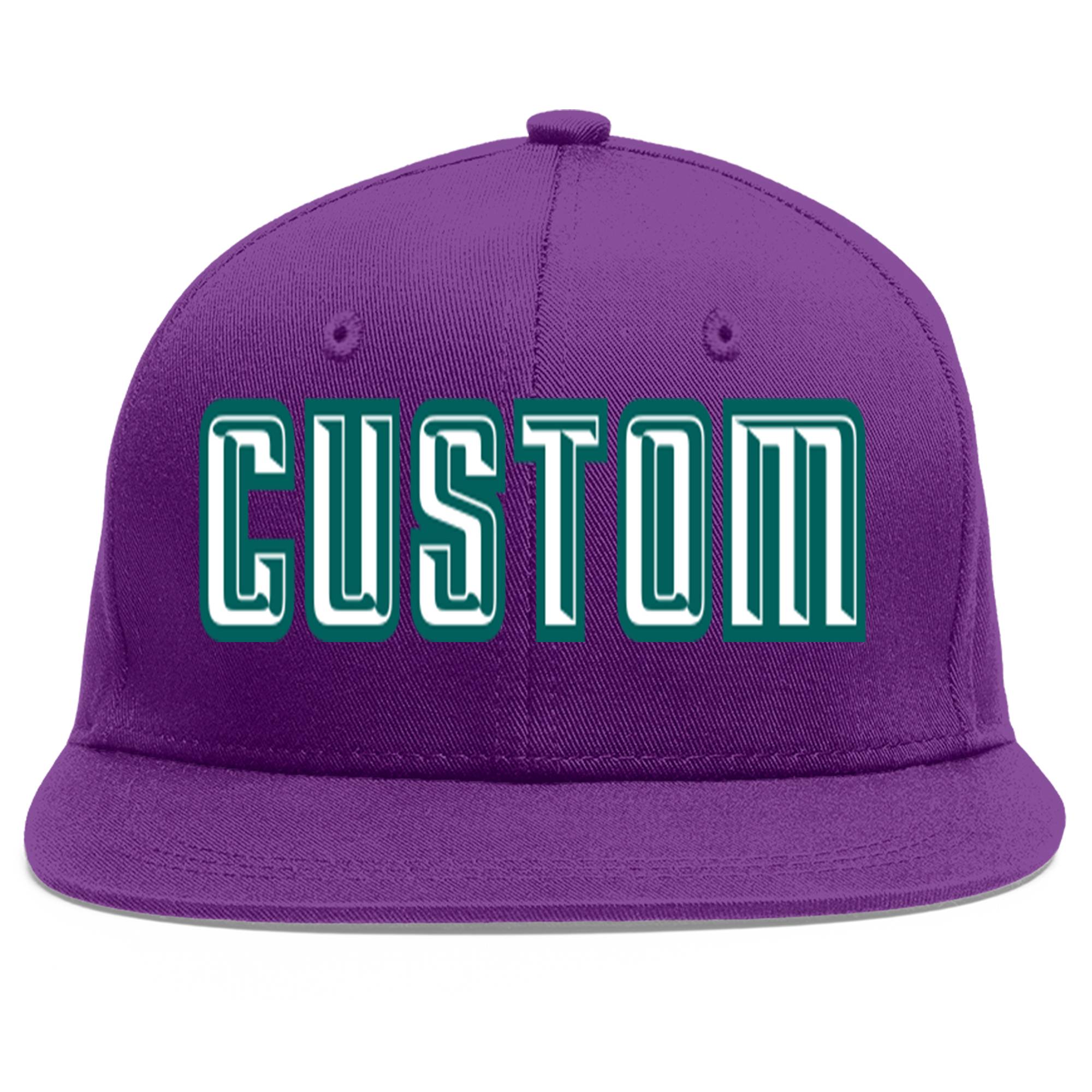 Casquette de baseball personnalisée violet blanc-aqua plat Eaves Sport