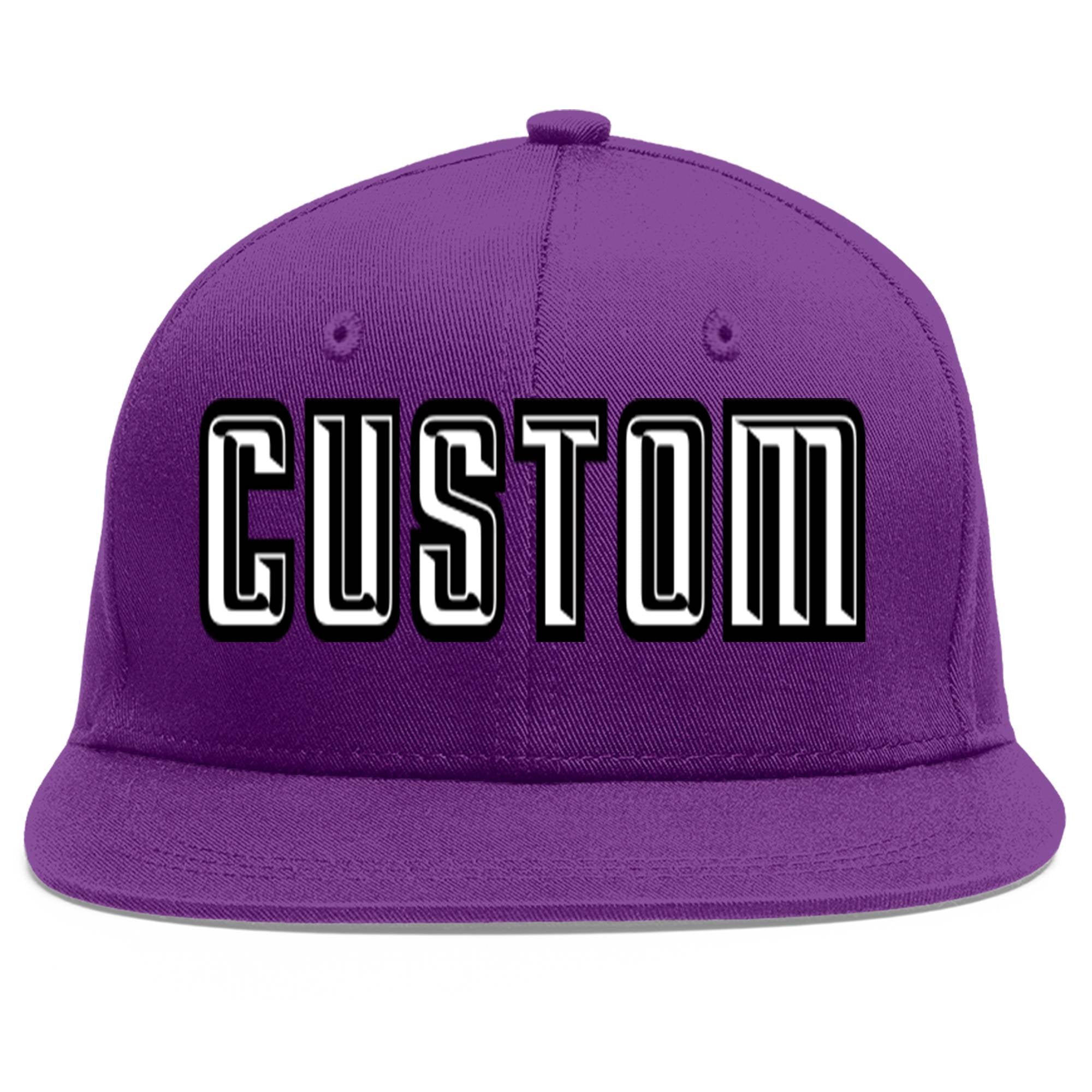 Casquette de baseball sport personnalisée violet blanc-noir Flat Eaves