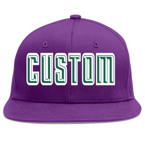 Casquette de baseball personnalisée violet Kelly vert-blanc plat Eaves Sport