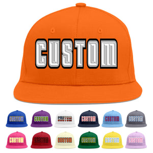 Custom Orange White-Gray Flat Eaves Sport Baseball Cap