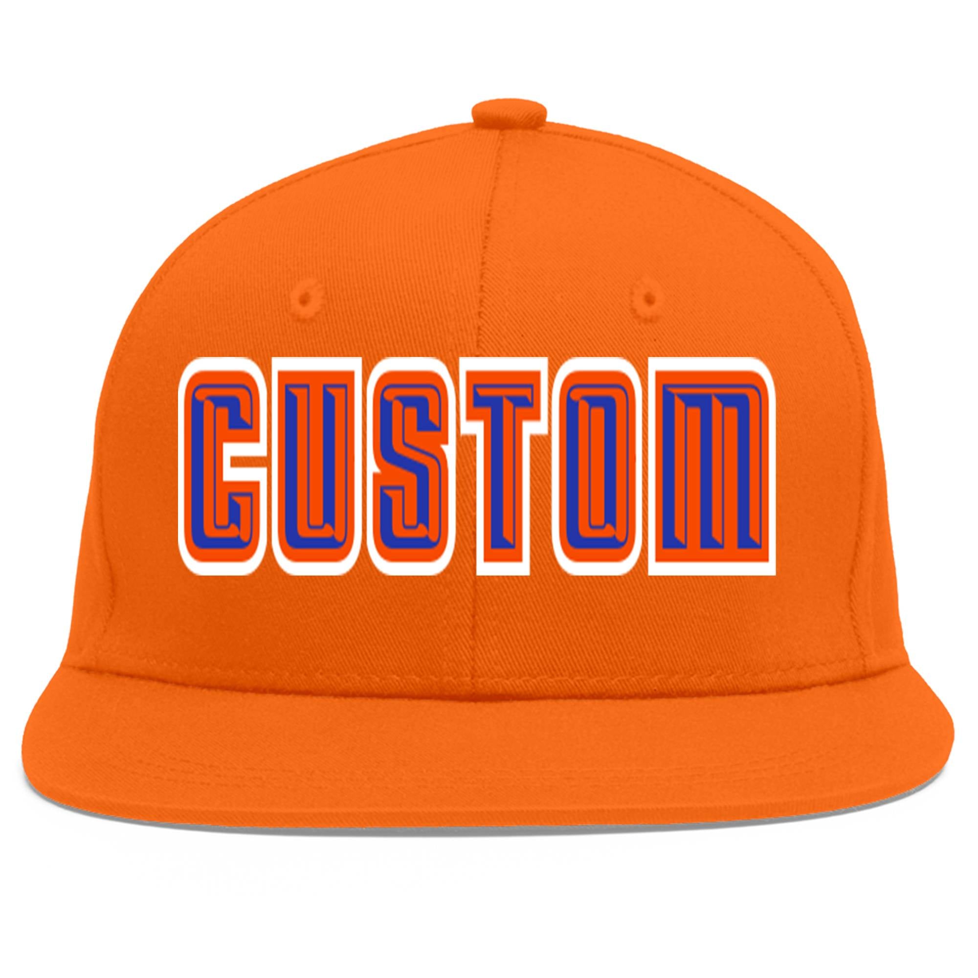 Custom Orange Royal-Orange Flat Eaves Sport Baseball Cap