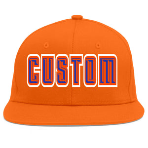 Casquette de baseball sport personnalisée Orange Royal-Orange Flat Eaves