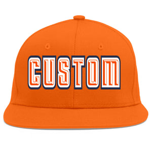 Custom Orange Orange-White Flat Eaves Sport Baseball Cap