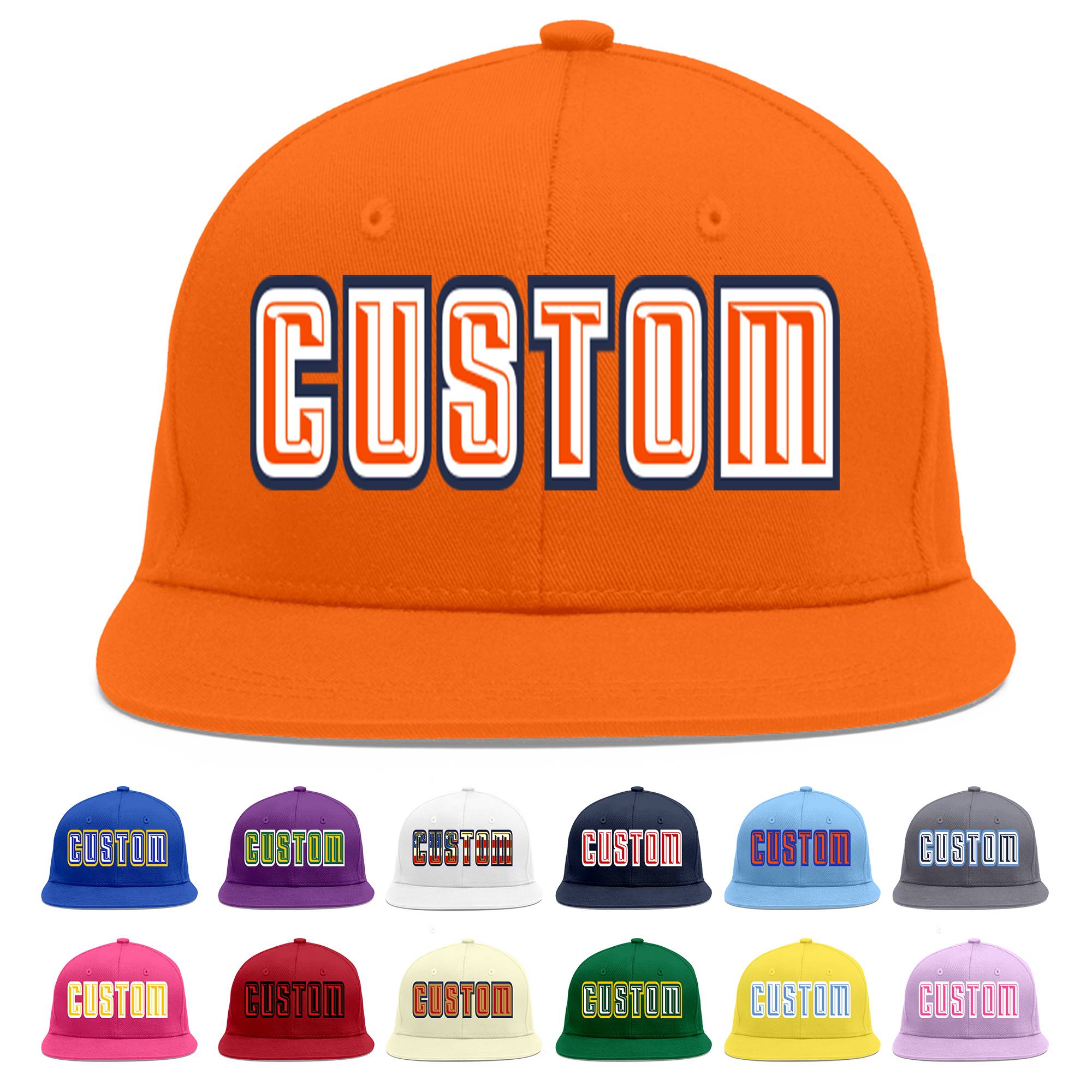 Casquette de baseball sport personnalisée Orange Orange-Blanc Flat Eaves