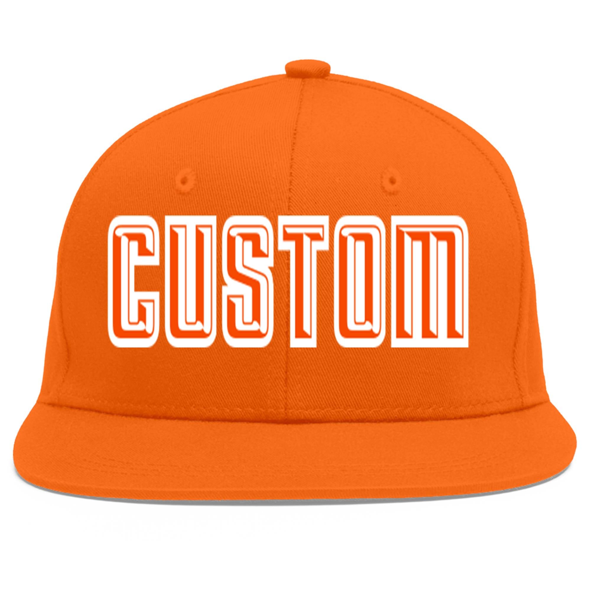 Custom Orange Orange-White Flat Eaves Sport Baseball Cap