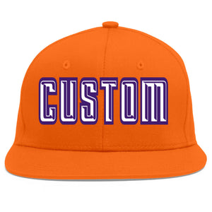 Casquette de baseball sport personnalisée orange blanc-violet Flat Eaves