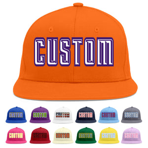 Casquette de baseball sport personnalisée orange blanc-violet Flat Eaves