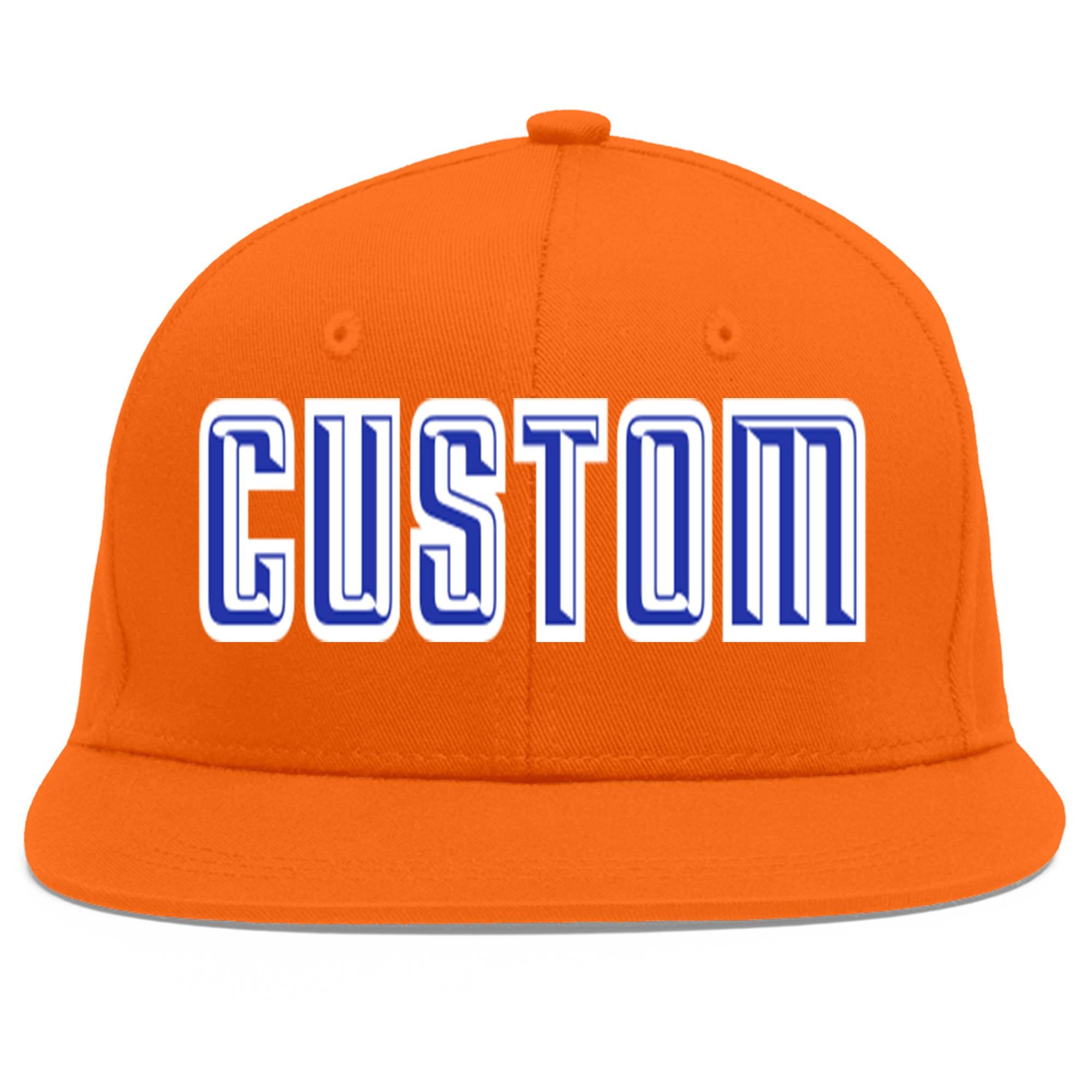 Casquette de baseball sport personnalisée Orange Royal-White Flat Eaves