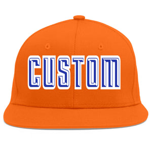 Casquette de baseball sport personnalisée Orange Royal-White Flat Eaves