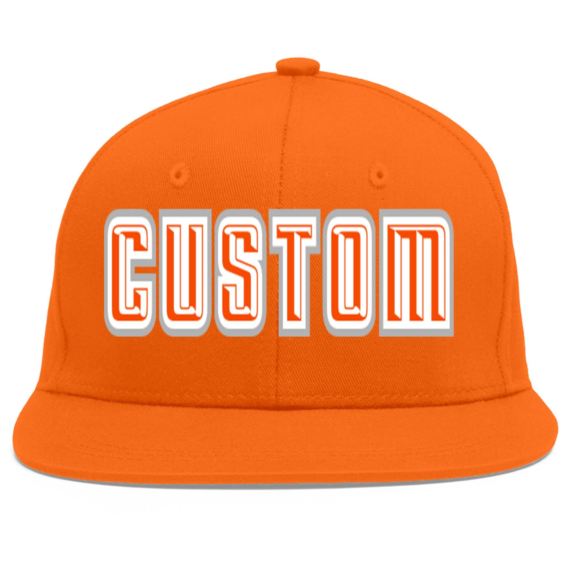 Casquette de baseball sport personnalisée Orange Orange-Blanc Flat Eaves