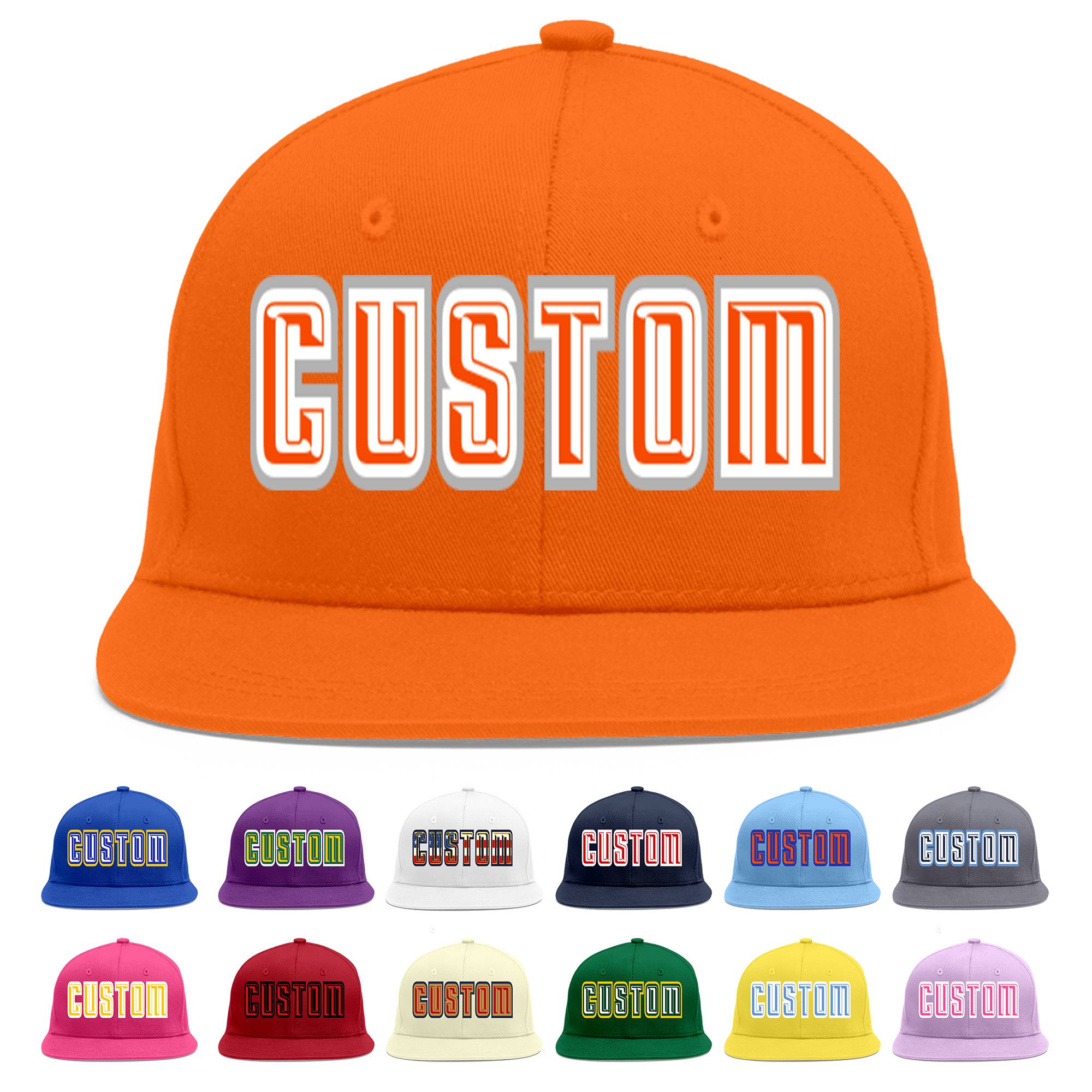 Casquette de baseball sport personnalisée Orange Orange-Blanc Flat Eaves