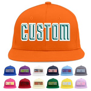 Casquette de baseball sport personnalisée Orange Aqua-White Flat Eaves