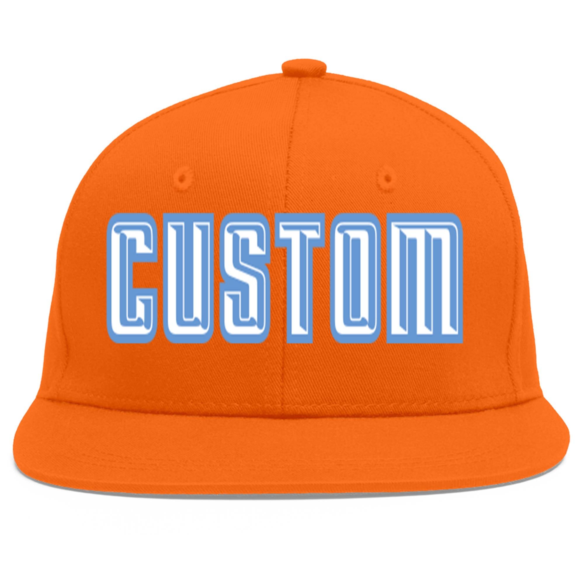 Casquette de baseball sport personnalisée orange blanc-bleu clair