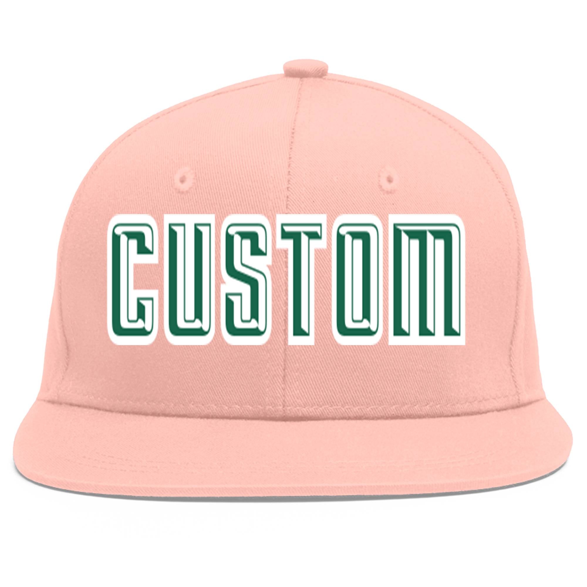 Casquette de baseball personnalisée rose Kelly vert-blanc plat Eaves Sport