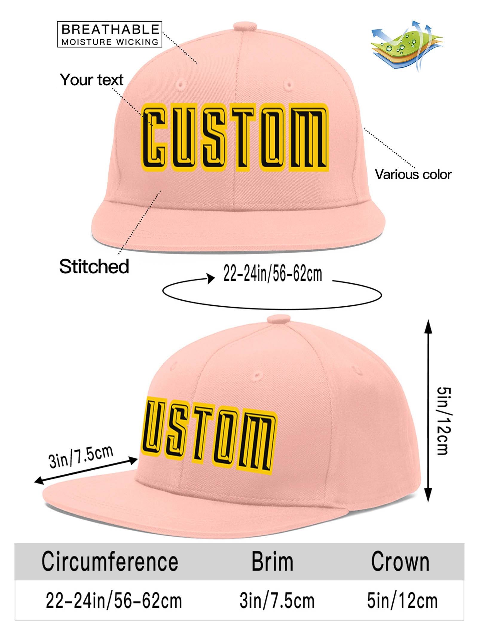 Custom Pink Black-Gold Flat Eaves Sport Baseball Cap