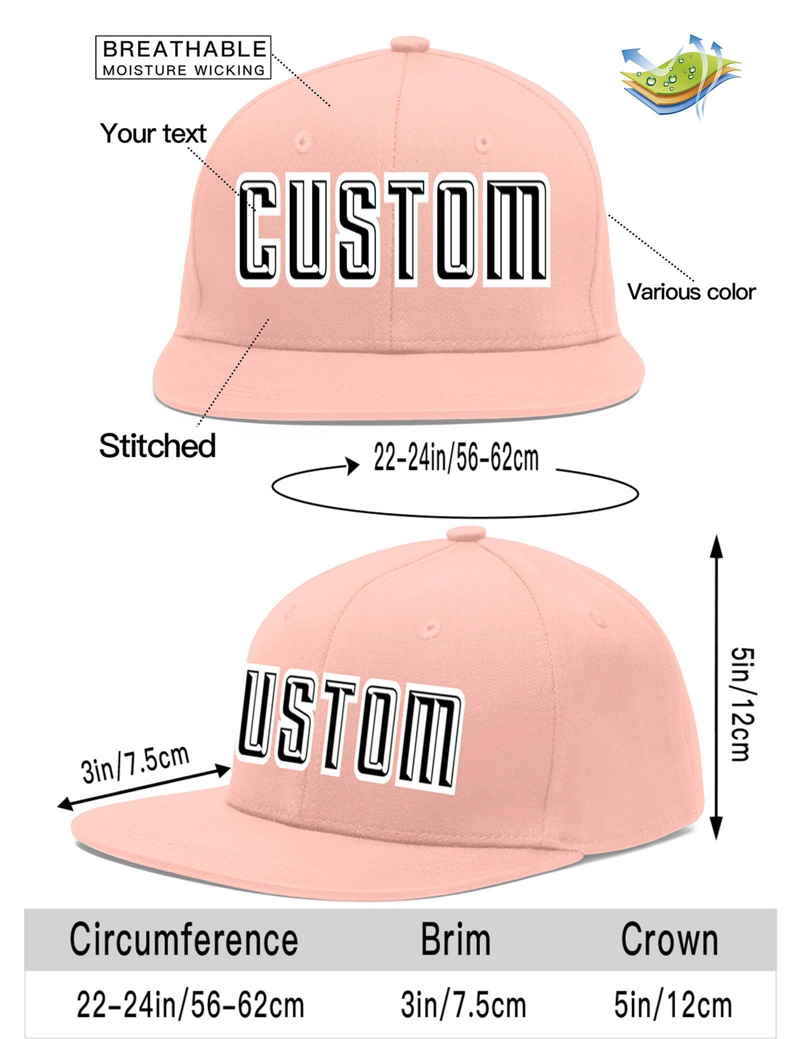 Custom Pink Black-White Flat Eaves Sport Baseball Cap