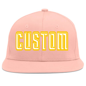 Casquette de baseball sport personnalisée rose blanc-or Flat Eaves