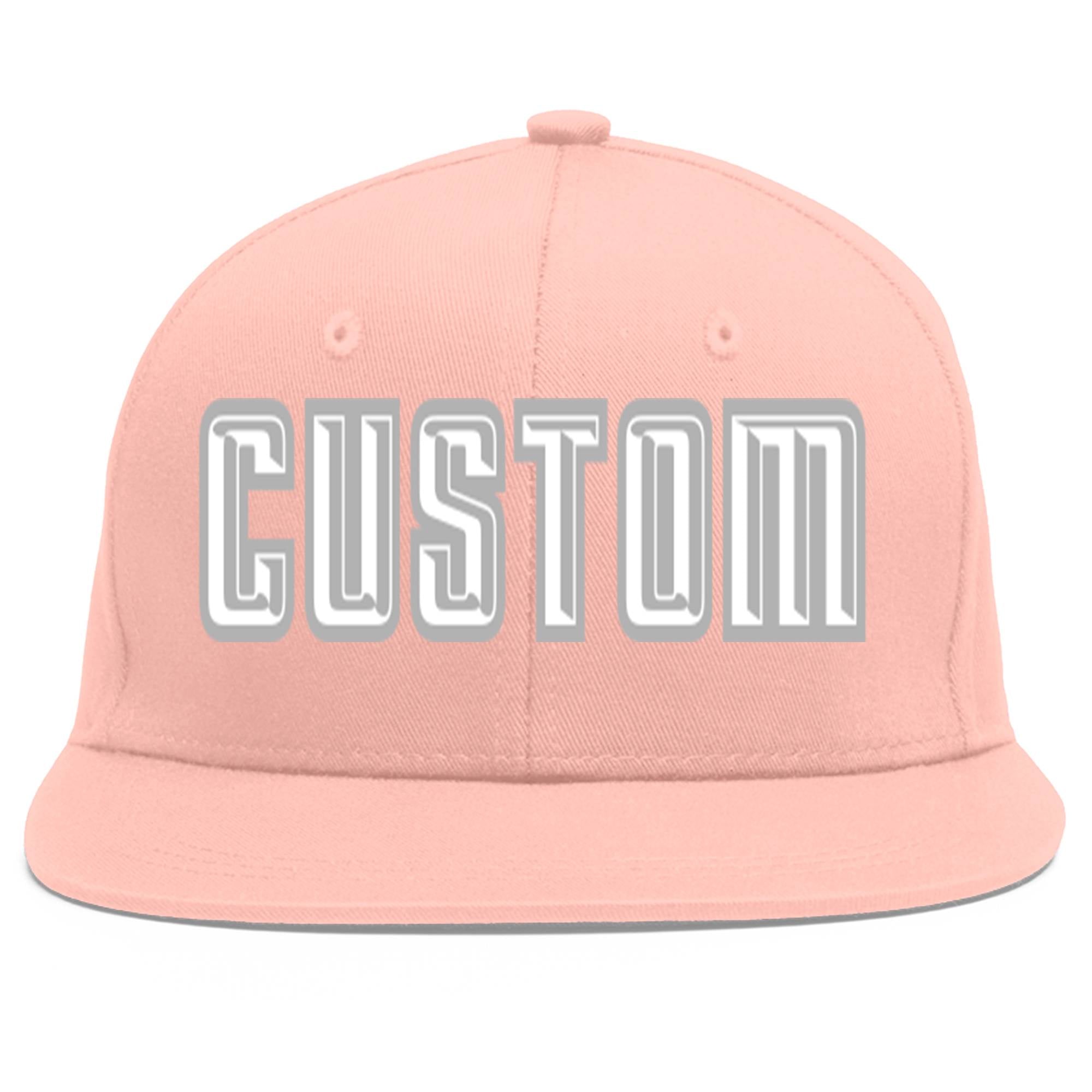 Casquette de baseball sport personnalisée rose blanc-gris Flat Eaves