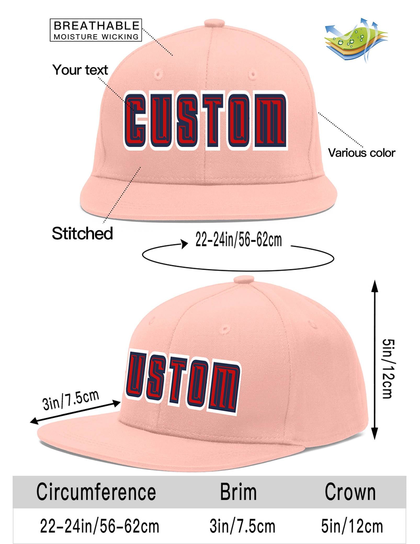 Custom Pink Red-Navy Flat Eaves Sport Baseball Cap