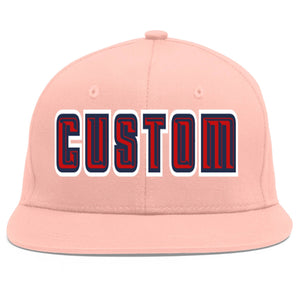 Casquette de baseball sport personnalisée rose rouge-marine Flat Eaves